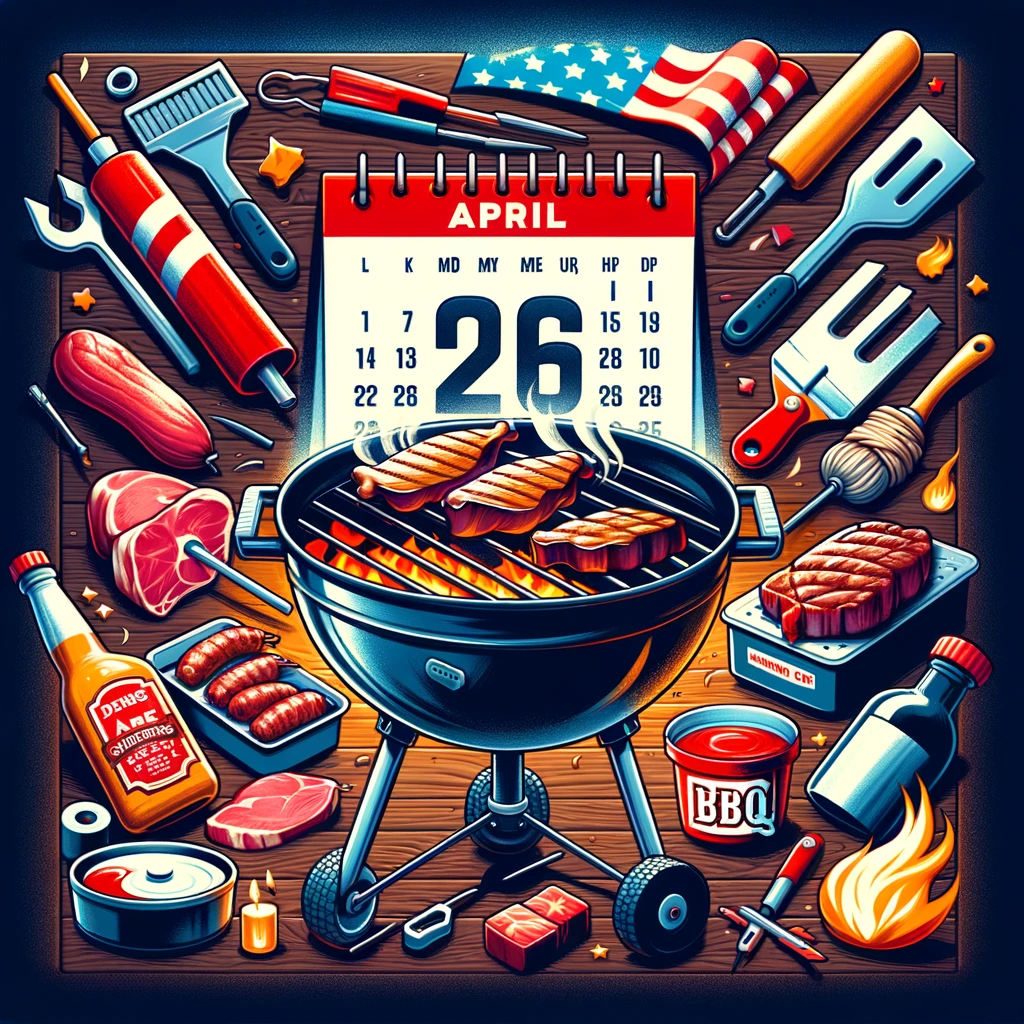 DALL·E 2024 02 25 19.05.24 Create a square image for a BBQ competition blog post featuring a vibrant and engaging scene with a grill smoking meats BBQ tools and a calendar op